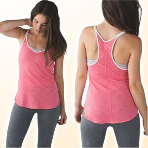 LULULEMON What The Sport Singlet II Sz 0 Heathered Pink Lemonade